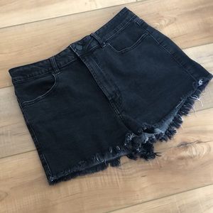 Black Super High Rise Jean Shorts